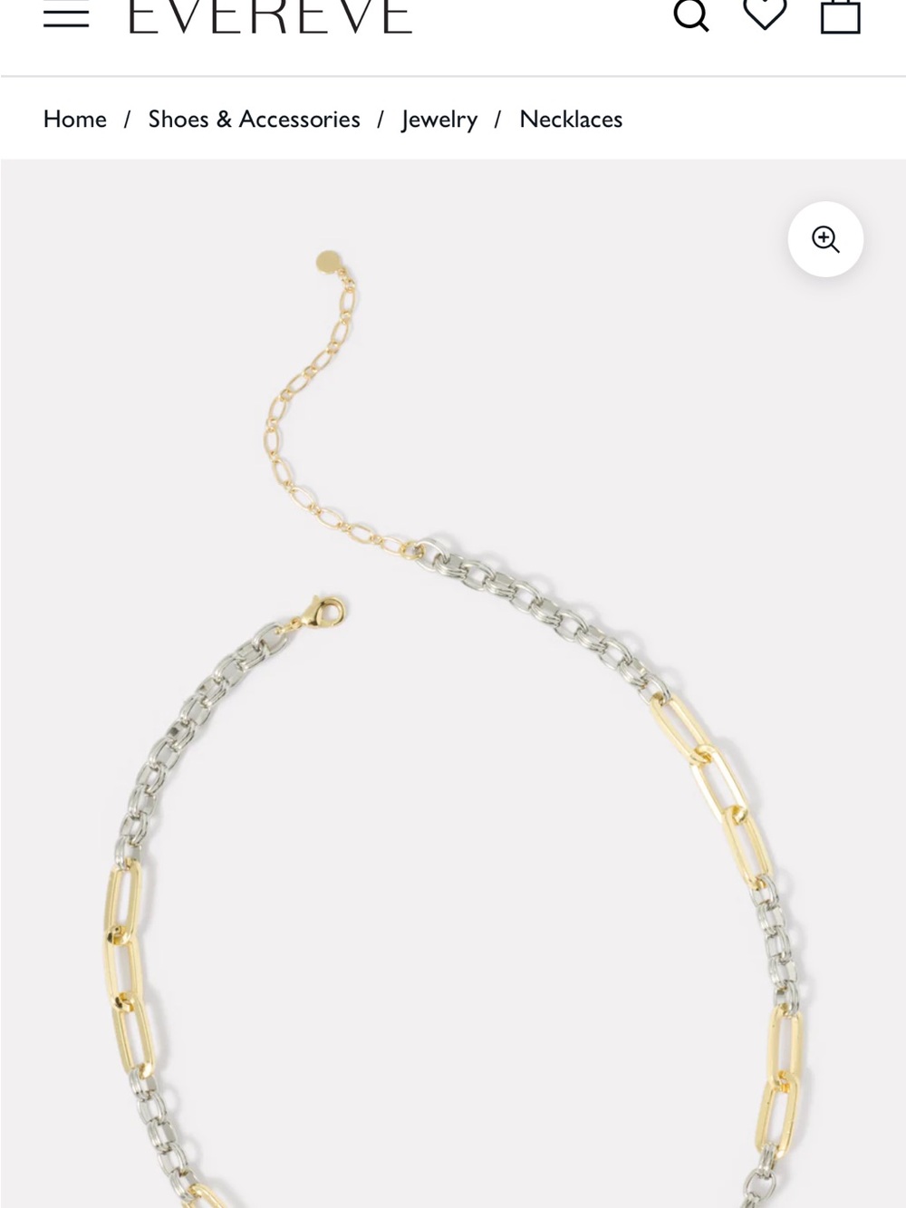 Evereve Mixed Metal Link Necklace in Gold and Silver